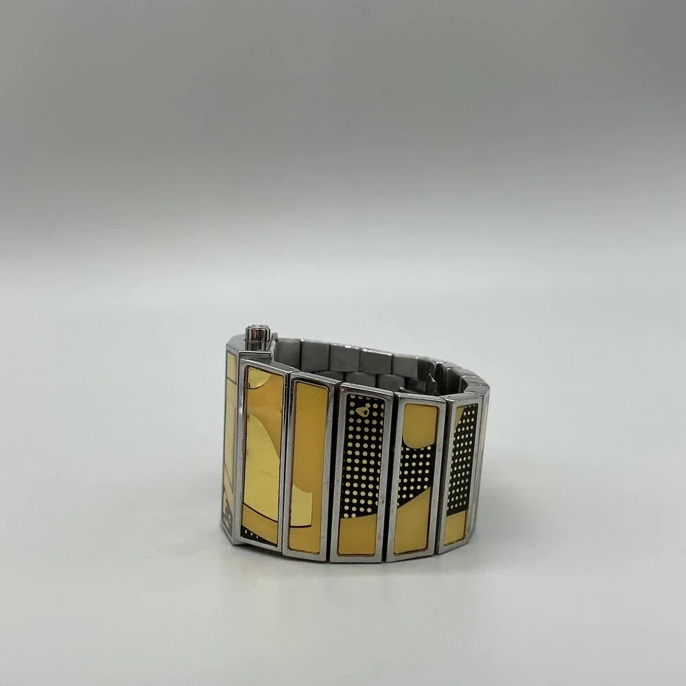 Nixon The Rotolog Mens Watch 35mm Black Dial Yellow Bracelet Not Running